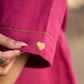 Magenta Cotton Shirt Featuring Fine Hand Embroidered Details