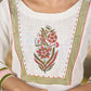Graceful White Cotton Panel Kurta with Delicate Floral Hand Block Motifs