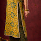 Mustard & Green Ajrakh Cotton Kurta with Minimal Hand Embroidery