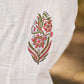 Graceful White Cotton Panel Kurta with Delicate Floral Hand Block Motifs