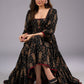 Chique Black Ajrakh Layered Square Neckline Dress