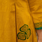 Contemporary Mustard Floral Hand Block Print Dress featuring Front & Back Box Pleat with Geometric Border on Hem & Sleeves