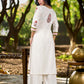 Graceful White Cotton Panel Kurta with Delicate Floral Hand Block Motifs