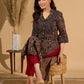 Bold Black Ajrakh Printed Cotton Kurta with Linear Yoke and Cuff Detailing