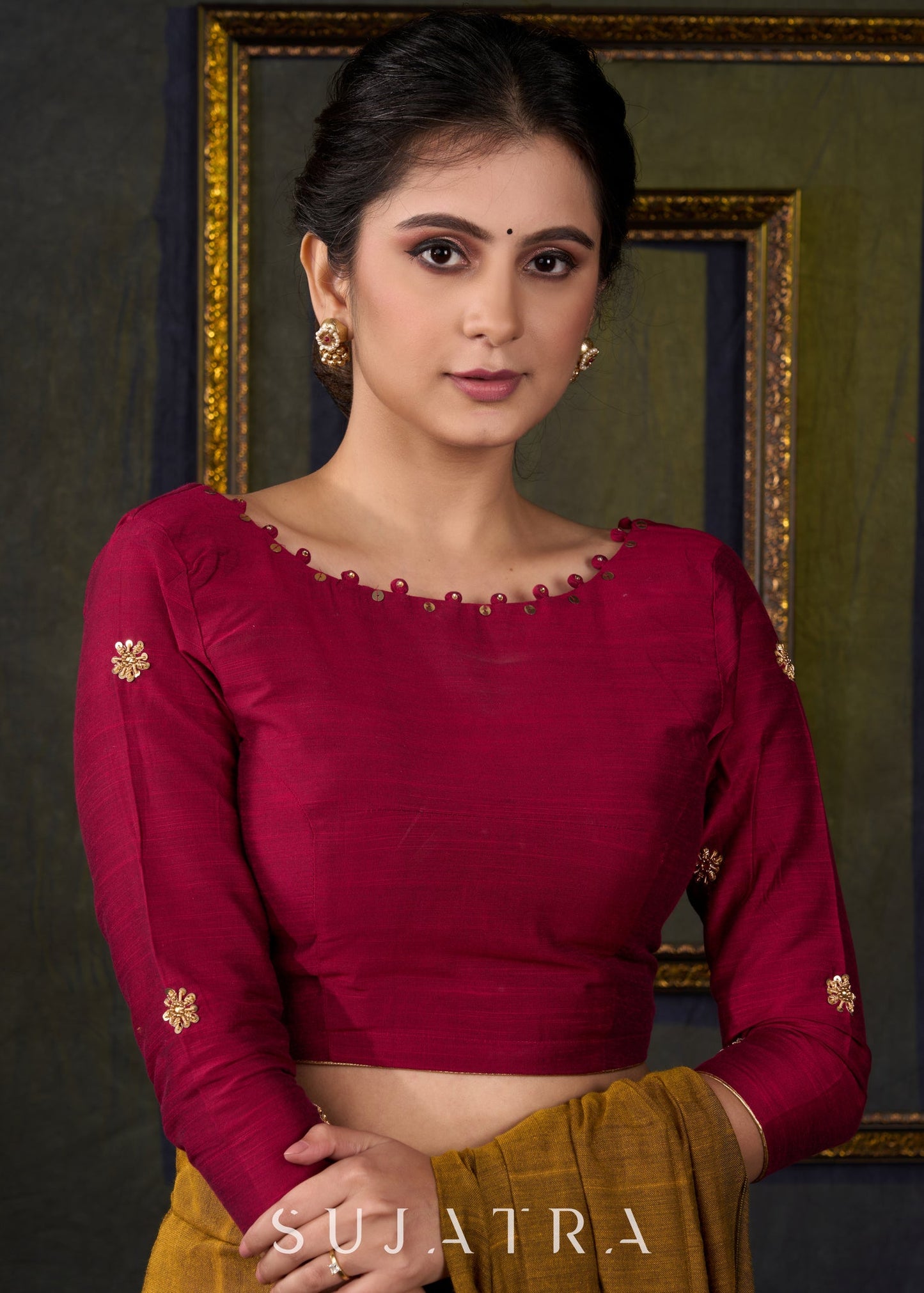 Exclusive Magenta Hand Embroidered Blouse