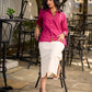 Magenta Cotton Shirt Featuring Fine Hand Embroidered Details