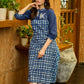Bloomed in Blue Hand-Painted Indigo Dress with hand painted Contrast Yoke