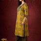 Mustard & Green Ajrakh Cotton Kurta with Minimal Hand Embroidery