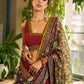 Regal Maroon Cotton Saree with Rich Kalamkari Printed Pallu with Mirror work