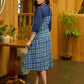 Bloomed in Blue Hand-Painted Indigo Dress with hand painted Contrast Yoke