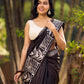 Artisanal Black Pure Silk Hand Batik Saree with Classic Bold Designs
