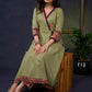 Exclusive-Sage-Green-Cotton-A-Line-Kurta-With-Kalamkari-Combination-Pant-Optional