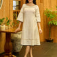Ivory Rhythm Bell-Sleeved Dress with Hand Painted Dots and Crochet Charm