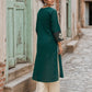 Minimal Bottle Green Kurta with Minimal Embroidery & Contrast Checkered Cuffs