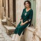 Minimal Bottle Green Kurta with Minimal Embroidery & Contrast Checkered Cuffs