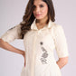 Breezy Off-White Cotton Kurta with Artistic Hand-Painted Detailing