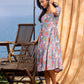 Lilac Bloom Cotton Pleated Dress With Scarlet Floral Print