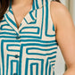 Gleaming Geometric Printed Cotton Flex Shirt Dress with A-Line Fit and Eye-Catching Contrast Buttons