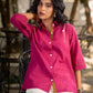 Magenta Cotton Shirt Featuring Fine Hand Embroidered Details