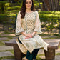 Classic Hand Block Printed Beige Chanderi Kurta Featuring Paisley Panels & Flared Sleeves