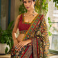 Regal Maroon Cotton Saree with Rich Kalamkari Printed Pallu with Mirror work