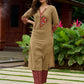 Beautiful dark beige cotton kurta beautifully designed with subtle mirror work-pant optional