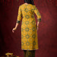 Mustard & Green Ajrakh Cotton Kurta with Minimal Hand Embroidery