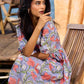 Lilac Bloom Cotton Pleated Dress With Scarlet Floral Print