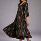 Chique Black Ajrakh Layered Square Neckline Dress