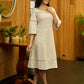 Ivory Rhythm Bell-Sleeved Dress with Hand Painted Dots and Crochet Charm