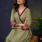 Exclusive-Sage-Green-Cotton-A-Line-Kurta-With-Kalamkari-Combination-Pant-Optional