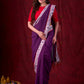 Ethereal Dual-Tone Purple Mul Cotton Saree with Floral Border, Red Tassel Highlights & Intricate Embroidered Pallu