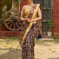 Graceful pure Chanderi saree with intricate hand block prints and contrast pallu