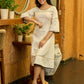 Ivory Rhythm Bell-Sleeved Dress with Hand Painted Dots and Crochet Charm