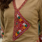 Beautiful dark beige cotton kurta beautifully designed with subtle mirror work-pant optional