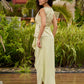 Pastel Green Festive Drape Skirt with Brocade Top