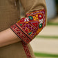 Beautiful dark beige cotton kurta beautifully designed with subtle mirror work-pant optional