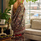 Regal Maroon Cotton Saree with Rich Kalamkari Printed Pallu with Mirror work