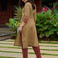 Beautiful dark beige cotton kurta beautifully designed with subtle mirror work-pant optional