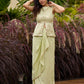 Pastel Green Festive Drape Skirt with Brocade Top