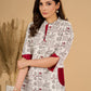 White Radiance Mul Cotton Kurta with Opulent Maroon Detailing