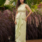 Pastel Green Festive Drape Skirt with Brocade Top