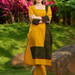 Elegant Mustard Cotton Kurta with Contrast Green Mughal Printed Border Panels