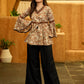 Earthy Floral Printed Mul Cotton Top with Flared Ruffle Sleeves and Tie-Up Waist