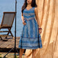 Handcrafted Indigo Cotton Dress With Red Stitch And Button Detailing