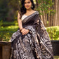 Artisanal Black Pure Silk Hand Batik Saree with Classic Bold Designs