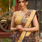 Graceful pure Chanderi saree with intricate hand block prints and contrast pallu