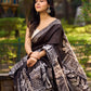 Artisanal Black Pure Silk Hand Batik Saree with Classic Bold Designs