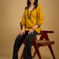 Elegant handcrafted mirror work mustard cotton top.