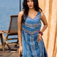 Handcrafted Indigo Cotton Dress With Red Stitch And Button Detailing